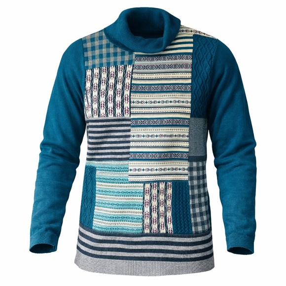 Talbots Sweaters - EUC Talbots Women’s Teal Blue Gray Purple Patchwork Turtleneck Sweater XL